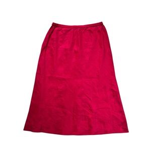Eileen Fisher Vibrant Red Elastic Waist Flare Midi Skirt Size M